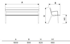 BANC OSTRA EN BOIS EXOTIQUE ESPACE PUBLIC EXTÉRIEUR