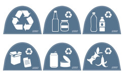 LOT DE 6 STICKERS DE TRI SELECTIF
POUR POUBELLE, COLLECTEUR ET CORBEILLE