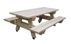 TABLE DE PIQUE NIQUE TIBA ÉCOLOGIQUE MOBILIER URBAIN EXTÉRIEUR BOIS NON TRAITÉ