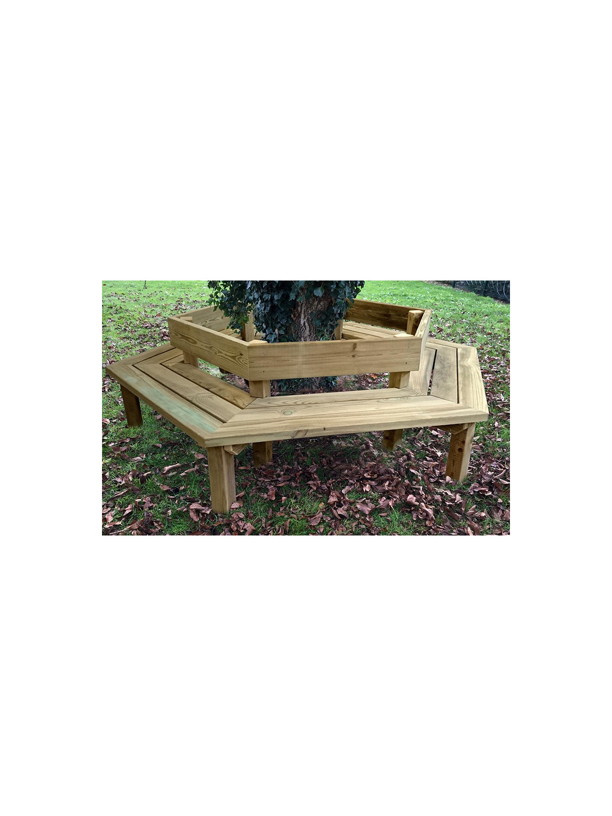 BANC HEXAGONAL EN BOIS ENTOURAGE D'ARBRE POUR ÉCOLE PARC ET ESPACE PUBLIC