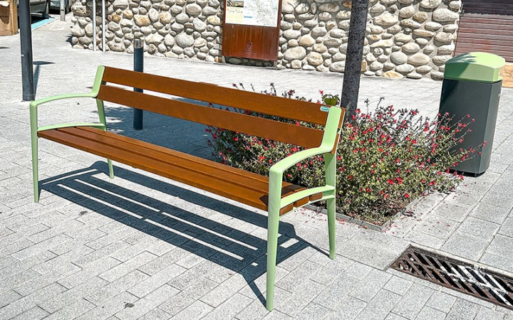 BANC OSTRA EN BOIS EXOTIQUE ESPACE PUBLIC EXTÉRIEUR