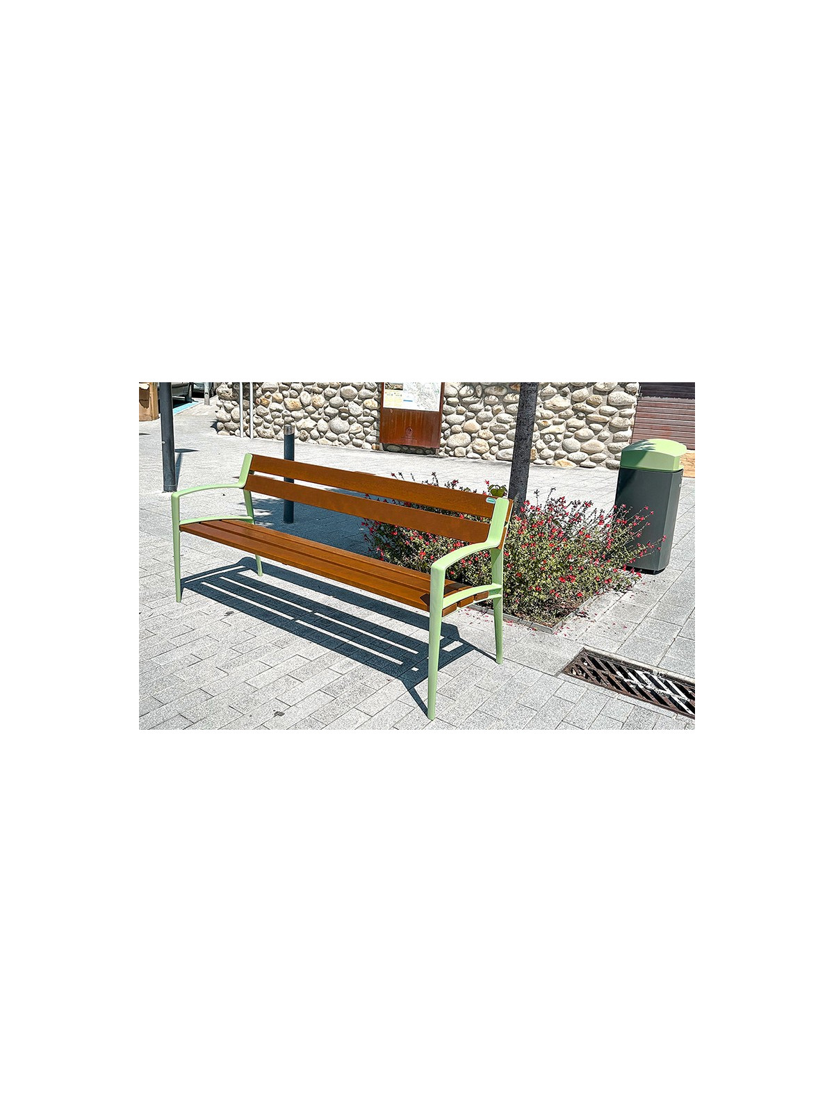 BANC OSTRA EN BOIS EXOTIQUE ESPACE PUBLIC EXTÉRIEUR