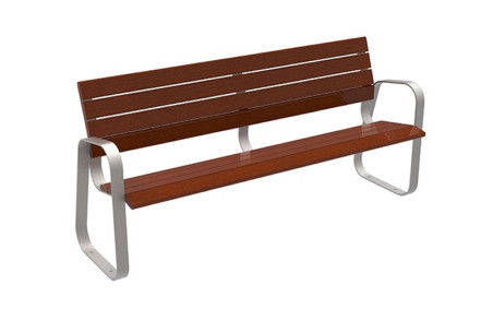 BANC FREHEL EN BOIS ET ACIER ESPACE PUBLIC URBAIN