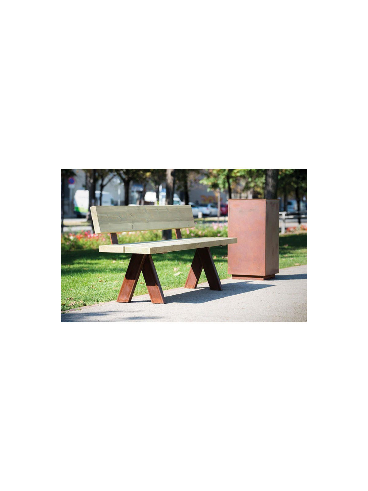 BANC ALES ACIER CORTEN BOIS
BANC EXTÉRIEUR URBAIN ESPACE PUBLIC