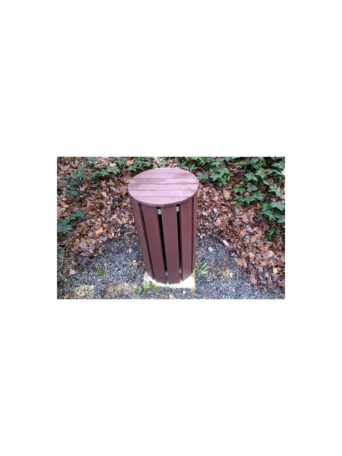 CORBEILLE OUVERTURE FRONTALE PLASTIQUE RECYCLE MARRON