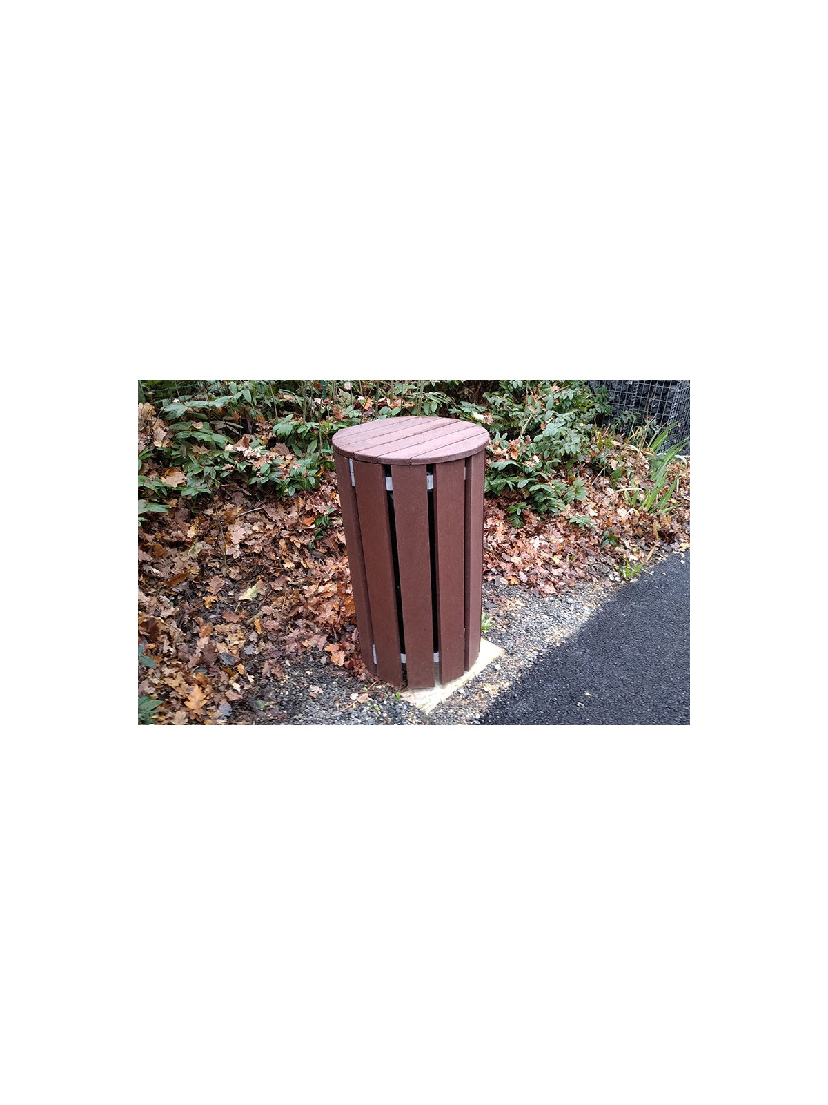 CORBEILLE OUVERTURE FRONTALE PLASTIQUE RECYCLE MARRON