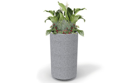 Pot de fleur rond SENEB béton, jardinière moderne fleurissement urbain