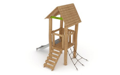 CABANE EXTERIEUR EN BOIS AVEC TOBOGGAN FARFADET
STRUCTURE DE JEUX EN BOIS POUR ENFANT AVEC TOBOGGAN