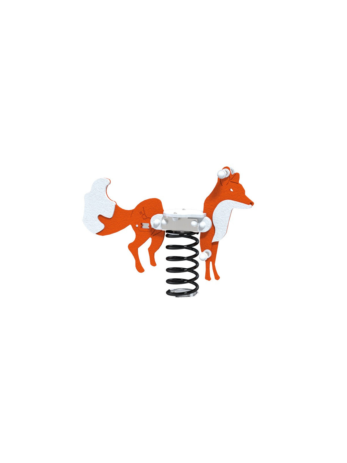 JEU RESSORT RENARD 1 PLACE EN HDPE ET ACIER
ANIMAUX SUR RESSORT POUR AIRE DE JEUX