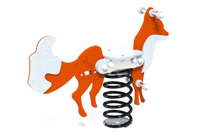 JEU RESSORT RENARD 1 PLACE EN HDPE ET ACIER
ANIMAUX SUR RESSORT POUR AIRE DE JEUX