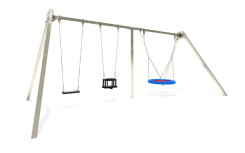 JEU BALANÇOIRE EXTÉRIEUR AVEC SIÈGE BÉBÉ, SIÈGE STANDARD ET NID
BALANÇOIRE EN INOX POUR ESPACE EXTÉRIEUR