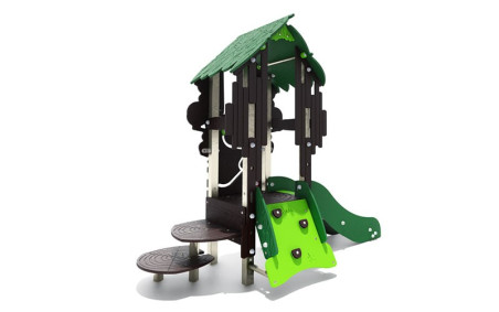 STRUCTURE MULTI JEUX EXTERIEUR EN HDPE ET INOX MOWGLI 1 TOUR AVEC PAS JAPONAIS