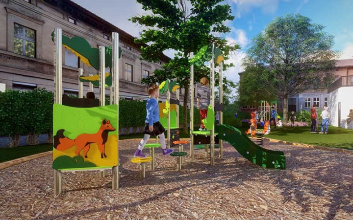 GRANDE STRUCTURE DE JEUX extérieure SHERWOOD 4 TOURS
JEUX POUR COURS D’ÉCOLE ET PARC PUBLIC