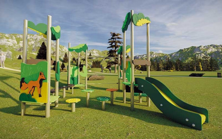 GRANDE STRUCTURE DE JEUX extérieure SHERWOOD 4 TOURS
JEUX POUR COURS D’ÉCOLE ET PARC PUBLIC