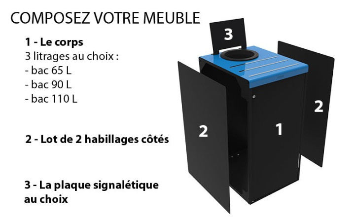 BORNE DE TRI SPÉCIALE ENFANT 
POUBELLE INTÉRIEURE POUR RESTAURATION COLLECTIVE