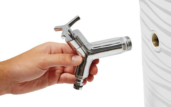 ROBINET EN ACIER CHROME POUR RÉSERVE A EAU EXTÉRIEUR