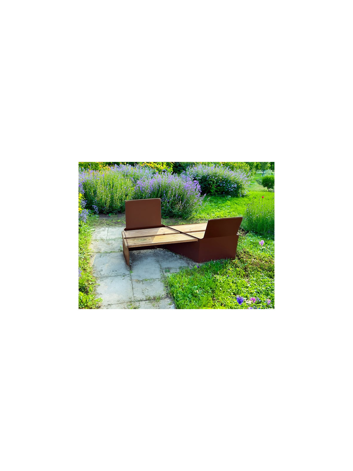 BANC AVEC DOSSIER EN ACIER ET BOIS HOBO
BANC DESIGN FACE A FACE POUR JARDIN ET TERRASSE