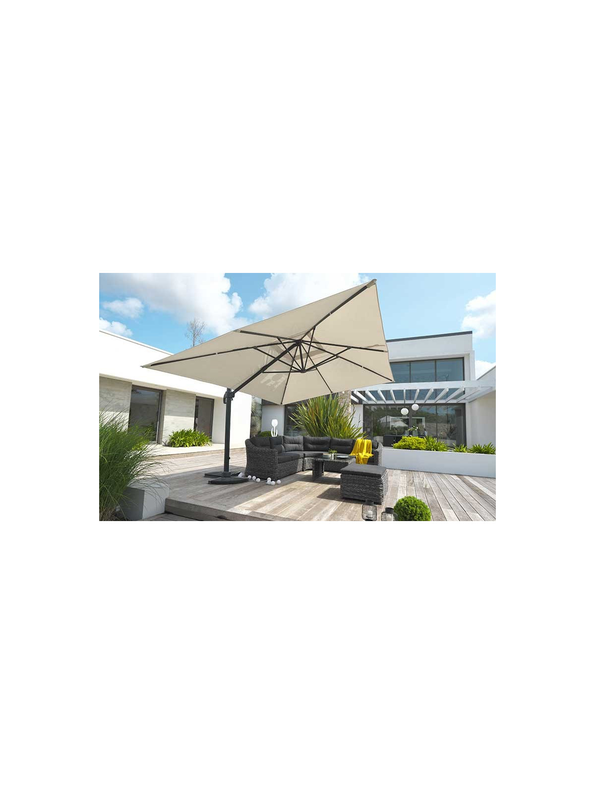PARASOL DÉPORTÉ PALMA 2.5 x 2.5 m
PARASOL MODERNE POUR TERRASSE 
COIN OMBRAGE POUR ESPACE EXTÉRIEUR