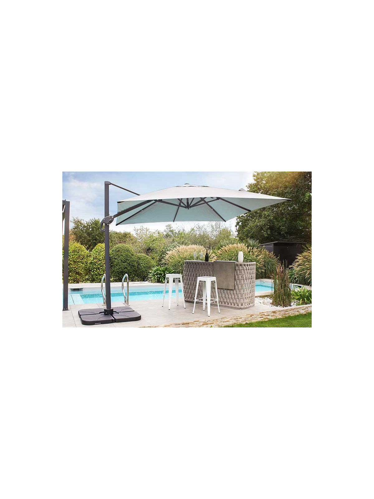 PARASOL DÉPORTÉ PALMA 4 x 3 m
PARASOL GRANDE TAILLE EXTÉRIEUR POUR TERRASSE JARDIN PISCINE 
OMBRAGE COIN DÉTENTE EN PLEIN AIR