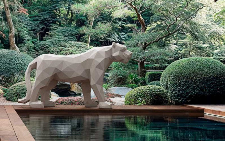 STATUE ORIGAMI TIGRE EN POLYÉTHYLÈNE 
DÉCORATION GÉANTE D ANIMAUX POUR ESPACE D ACCUEIL