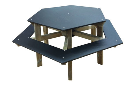 TABLE DE PIQUE NIQUE HEXAGONALE EN BOIS POUR ENFANT 
TABLE PIQUE NIQUE POUR ÉCOLE ET CRÈCHE