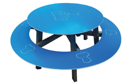 TABLE PIQUE NIQUE RONDE ENFANT
MOBILIER URBAIN EN BOIS SPÉCIAL ENFANT POUR ECOLE OU AIRE DE JEUX
