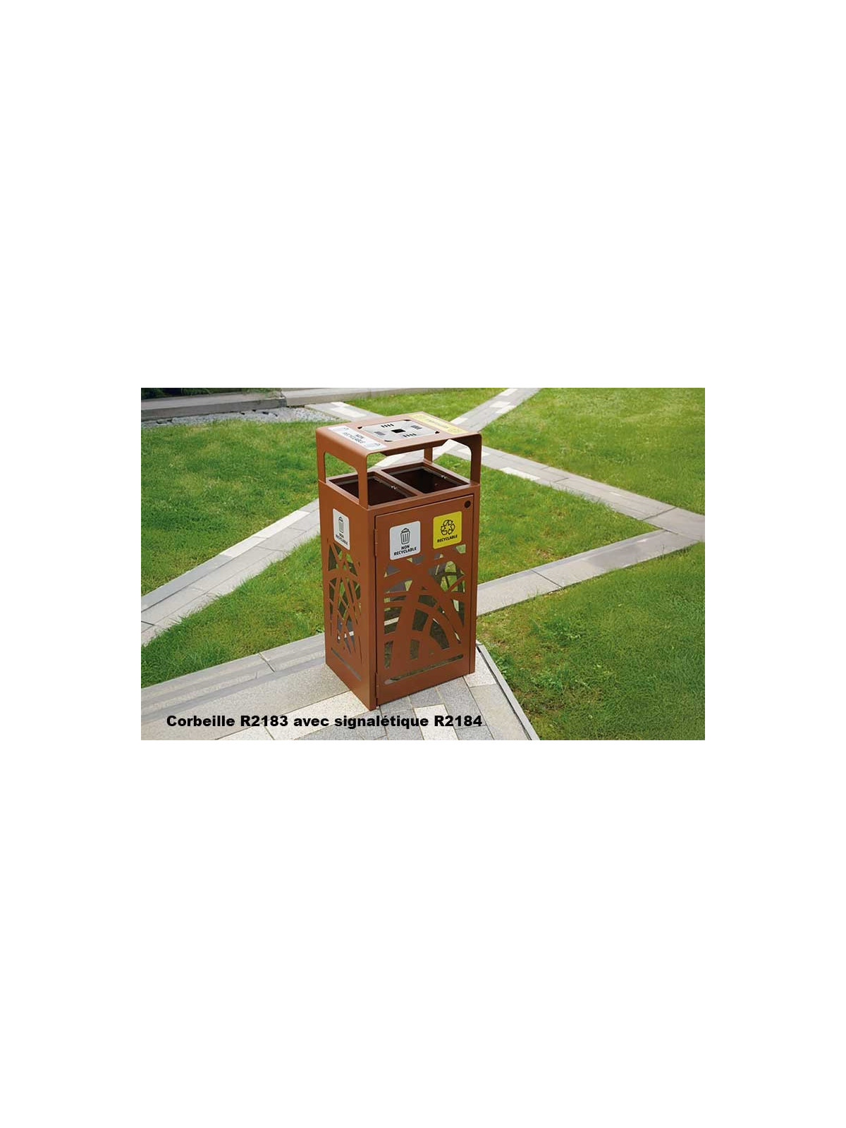 CORBEILLE DE TRI FLORY MODERNE ET DESIGN
POUBELLE DE VILLE POUR ESPACE EXTERIEUR
POUBELLE DESIGN POUR CENTRE COMMERCIAL