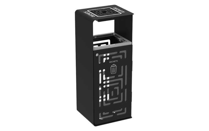 CORBEILLE EN ACIER ORPIN AVEC CENDRIER POUR ESPACE PUBLIC COLLECTIVITÉ 
POUBELLE EXTÉRIEURE AVEC CENDRIER POUR PROPRETÉ URBAINE