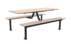 TABLE DE PIQUE NIQUE KODA ACIER ET BOIS COMPACT TROU DE PARASOL
MOBILIER URBAIN PUBLIC POUR ESPACE DE RESTAURATION EXTERIEUR