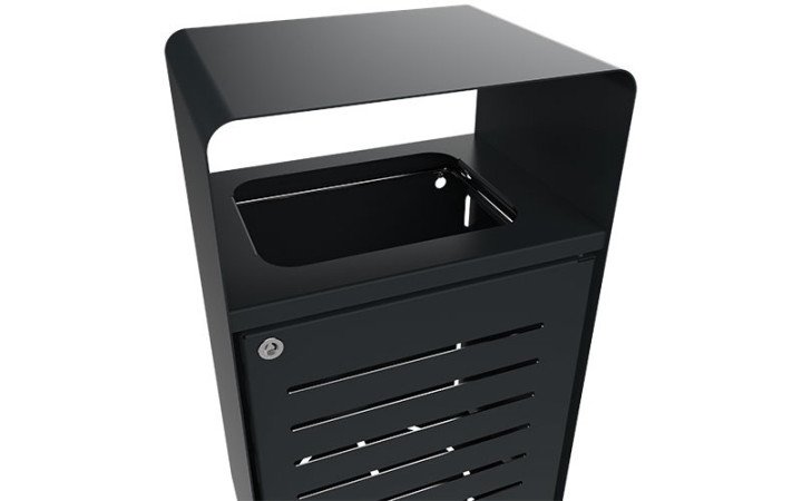 Corbeile murale SOLANDO acier, Poubelle design métal extérieure 40 L