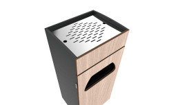 CORBEILLE CENDRIER RECTANGLE SHELBY ACIER ET BOIS COMPACT
POUBELLE AVEC CENDRIER POUR ESPACE FUMEUR EXTÉRIEUR