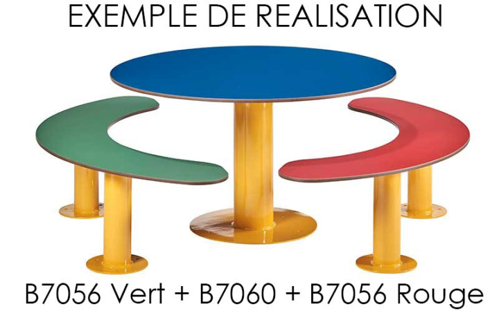 BANQUETTE DEMI CERCLE EN ACIER ET BOIS COMPACT
MOBILIER POUR ENFANT COLORE POUR ÉCOLE ET COLLECTIVITÉ