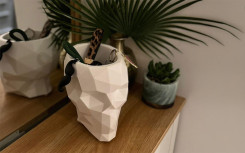 MINI POT ORIGAMI SQUELETTE 
POT DE FLEUR SKULL EN POLYÉTHYLÈNE DESIGN 
BAC A FLEUR INTÉRIEUR EXTERIEUR