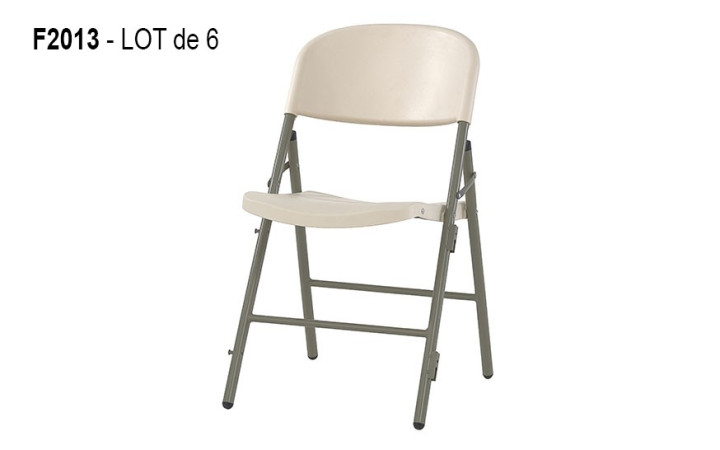 LOT DE 6 CHAISES POLYETHYLENE BEIGE