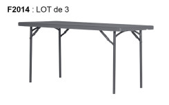 LOT DE 3 TABLES POLYETHYLENE RECTANGULAIRE 1500 X 760 MM