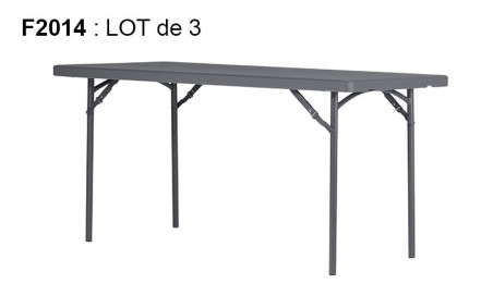 LOT DE 3 TABLES POLYETHYLENE RECTANGULAIRE 1500 X 760 MM