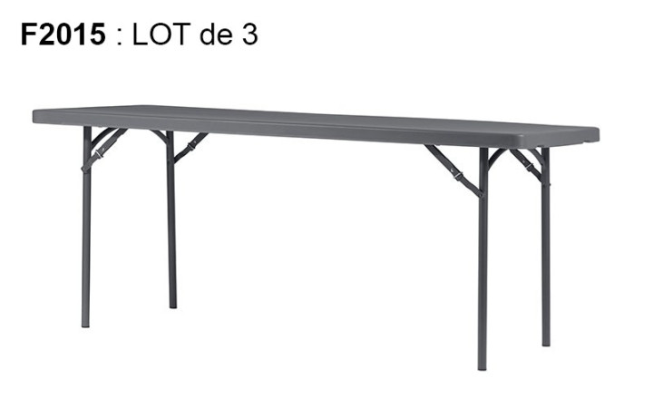 LOT DE 3 TABLES POLYETHYLENE RECTANGULAIRE 1830 X 760 MM