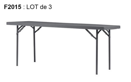 LOT DE 3 TABLES POLYETHYLENE RECTANGULAIRE 1830 X 760 MM
