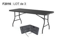 LOT DE 3 TABLES POLYETHYLENE PLIANTE VALISE 1830 X 752 MM