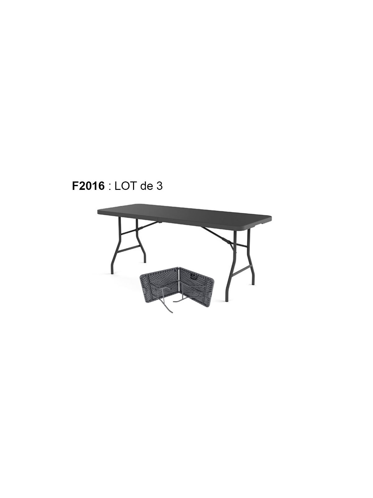 LOT DE 3 TABLES POLYETHYLENE PLIANTE VALISE 1830 X 752 MM