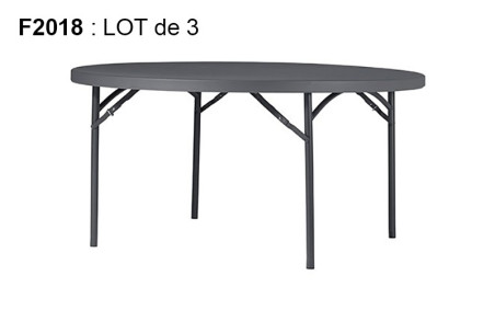 LOT DE 3 TABLES RONDES POLYETHYLENE Ø 1800 MM