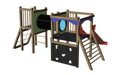 JEU MULTIPLE CIANE VERSION BOIS pin traité classe 4 décor en HDPE fabrication française