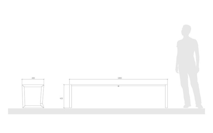 Banquette acier MIUZ de MICROCUBO CELONA aménagement extérieur