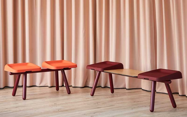 BANC 2 PLACES MODERNE POUR INTÉRIEUR EXTERIEUR ÉCOLE OU SALLE D'ATTENTE
MOBILIER D'ARCHITECTE DESIGN POUR AMÉNAGEMENT MODERNE