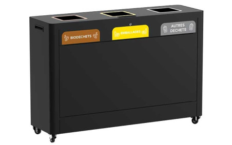 MEUBLE DE TRI SÉLECTIF MORA 3 x 60L BIODÉCHETS EMBALLAGE ET AUTRES DÉCHETS
STATION DE TRI INTÉRIEUR POUR PROFESSIONNEL
