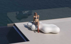 banc en résine polyéthylène rotomoulé, 100% recyclable, 2600x1200mm