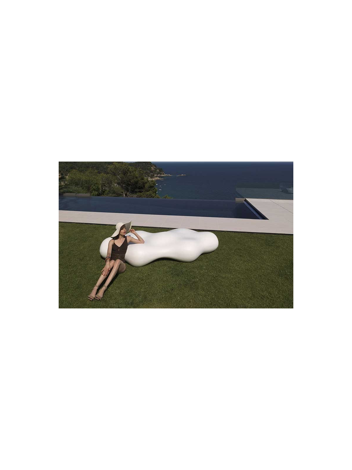 banc en résine polyéthylène rotomoulé, 100% recyclable, 2600x1200mm