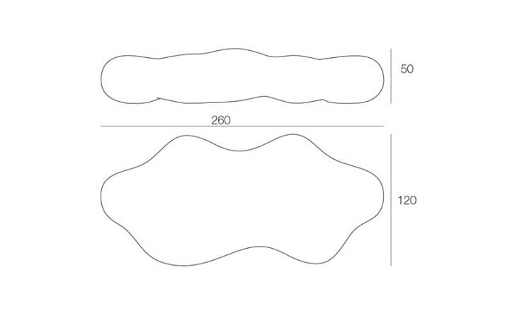 banc en résine polyéthylène rotomoulé, 100% recyclable, 2600x1200mm