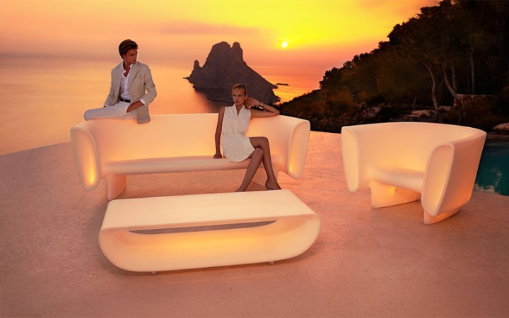 Canapé lumineux - Int/Ext - Polyéthylène - 148x69x38 cm