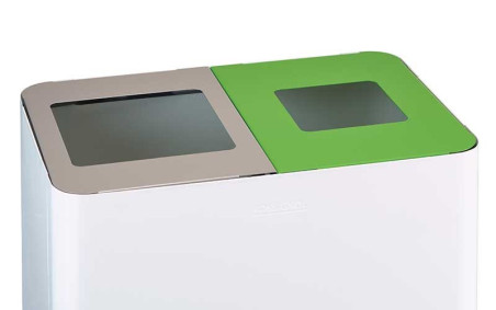 CORBEILLE CÉSAR POUR TRI SÉLECTIF INTERIEURE DOUBLE FLUX 2 x 40 L
POUBELLE CESAR DESIGN POUR RECYCLAGE